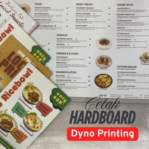 cetak menu hardboard