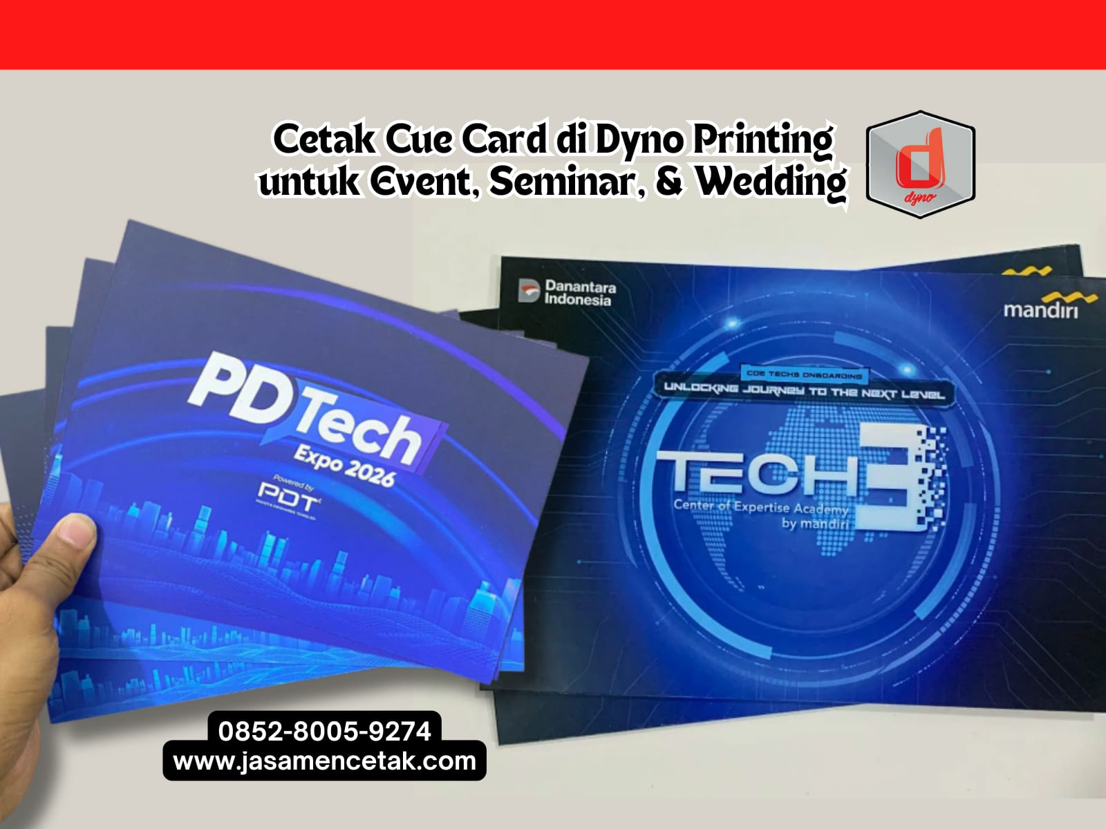 Cetak Cue Card untuk Event, Seminar, dan Wedding di Dyno Printing