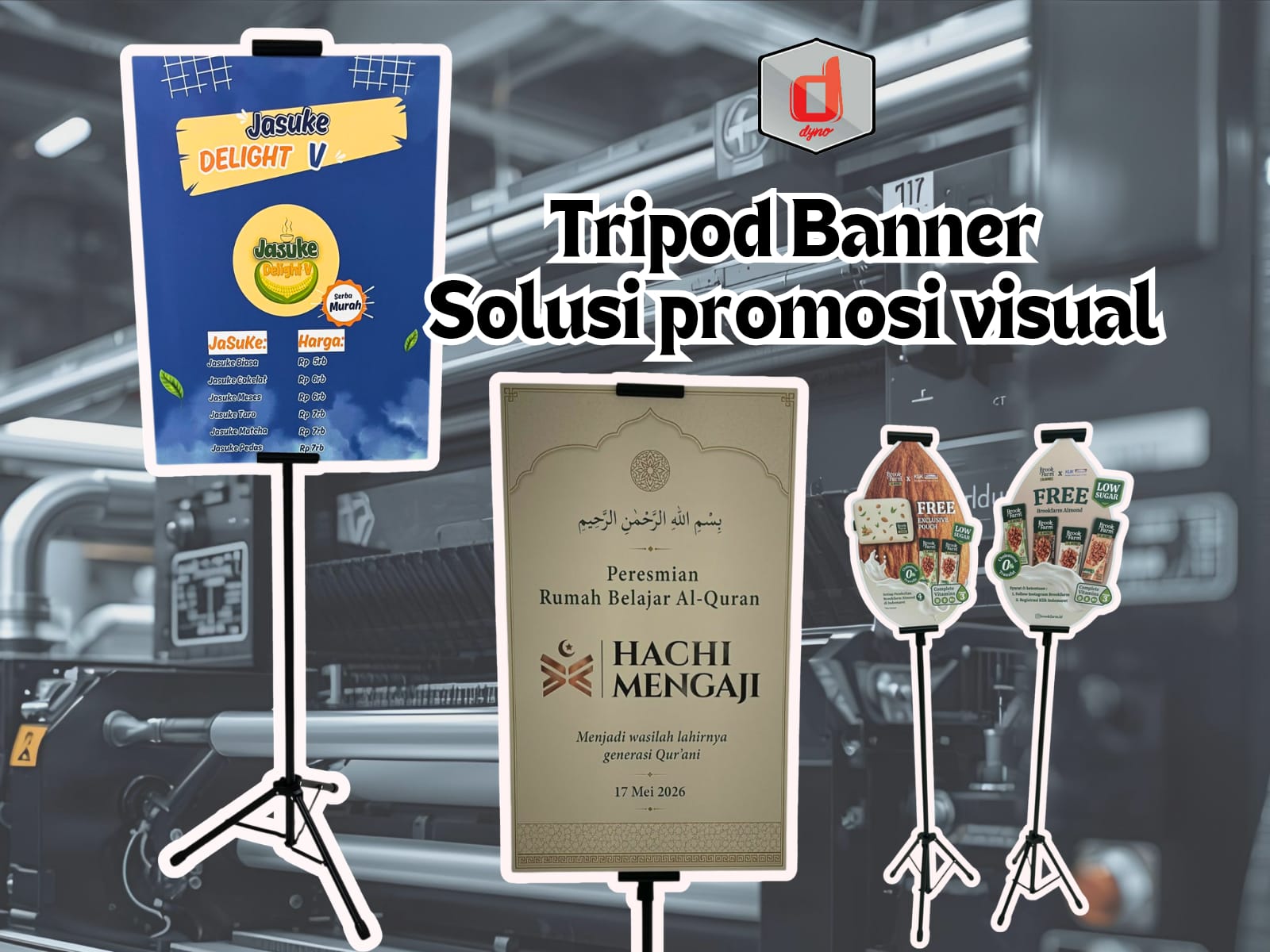 Cetak Tripod Banner Custom untuk Promosi Usaha di Dyno Printing